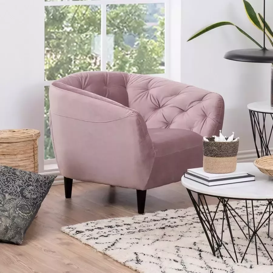 Sohome Fauteuil 'Ltoya' Velvet kleur roze