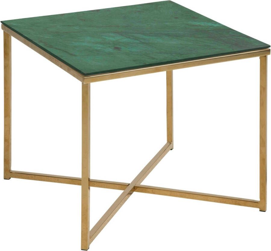 Sohome Glazen Bijzettafel Aubri Marmerlook 50 x 50cm Groen