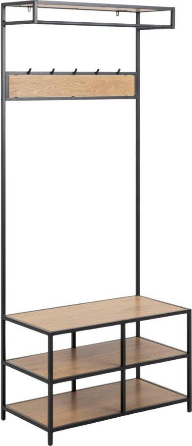 Sohome Kapstok Kledingrek 'Joannie' Met 5 haken Eiken en metaal 185 x 77cm