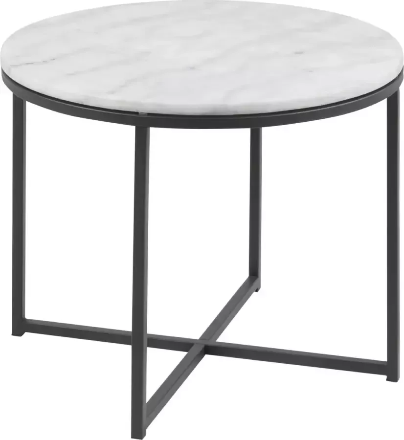 Sohome Ronde Bijzettafel Evett 55cm Marmeren blad zwart wit