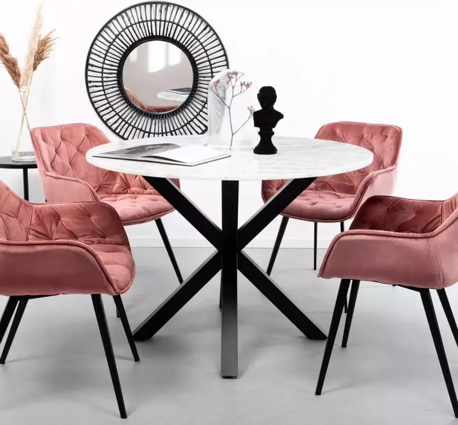 Sohome Ronde Eettafel 'Samona' 110cm kleur Wit Marmer