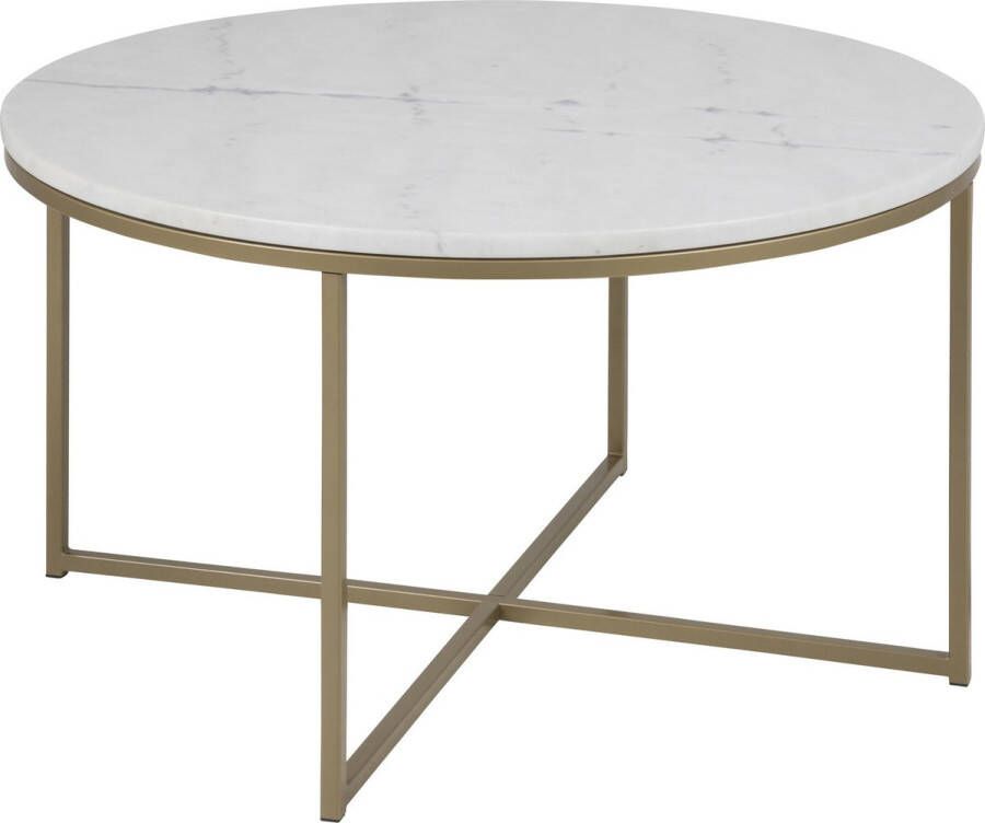 Sohome Ronde Salontafel Aubri Ø80cm Wit Marmer onderstel messing