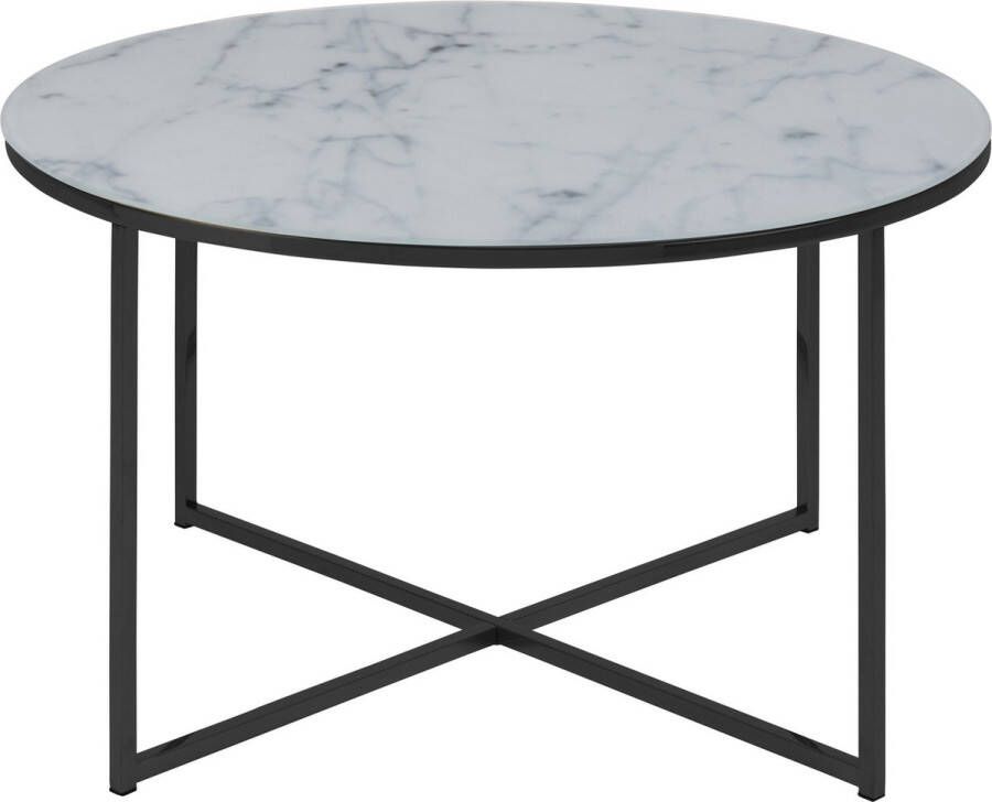 Sohome Ronde Salontafel Aubri Ø80cm Wit Marmerlook onderstel Zwart