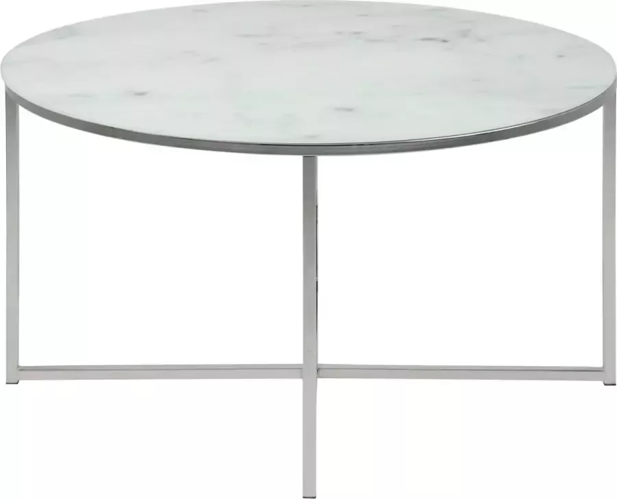 Sohome Ronde Salontafel 'Aubri' 80cm wit marmer onderstel chroom
