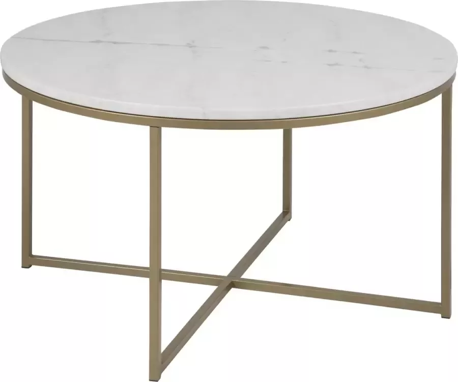 Sohome Ronde Salontafel 'Aubri' Ø80cm Wit Marmer onderstel messing