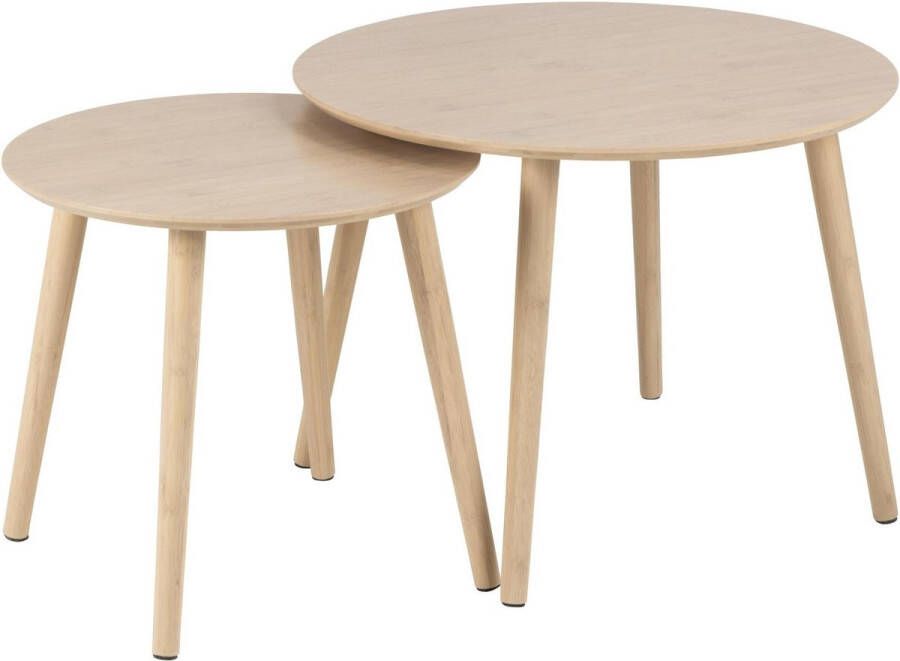 Bendt Salontafel Keno Set van 2 stuks bamboe naturel Rond