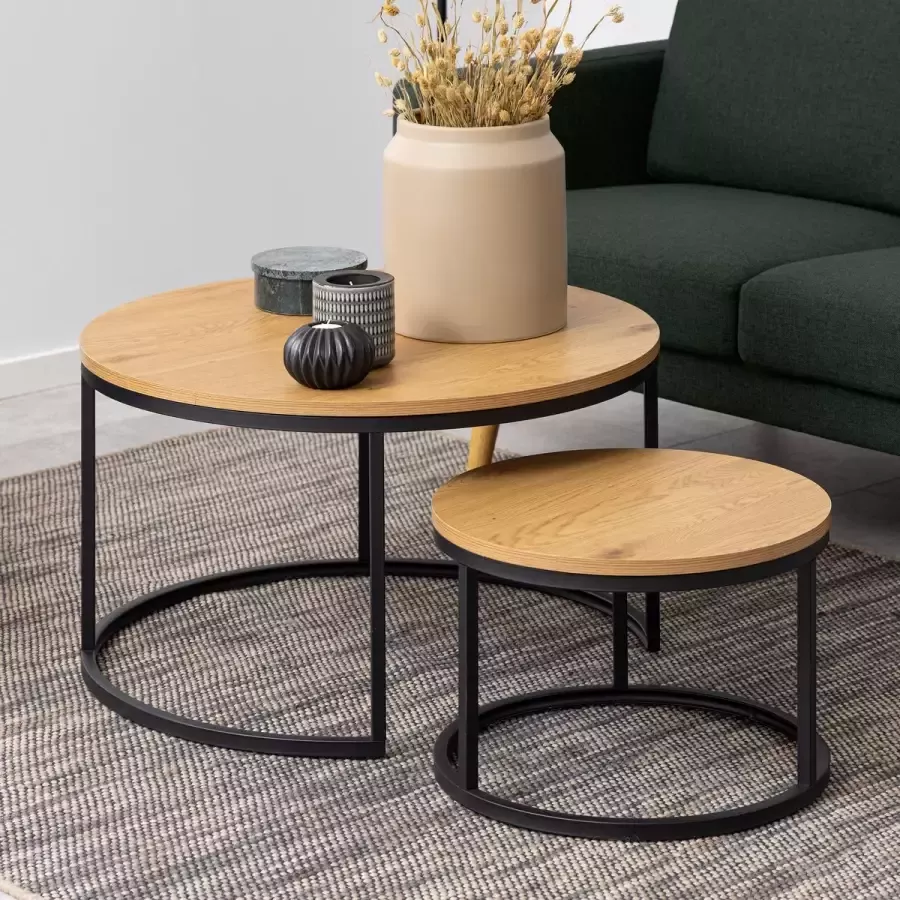 Sohome Salontafel Margalit Set van 2 stuks Eiken Rond