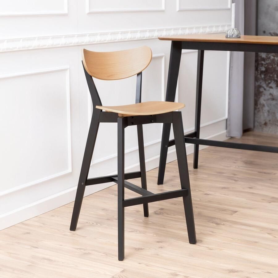 Sohome Barkruk set van 2 Kennita zithoogte 77cm Zwart Naturel