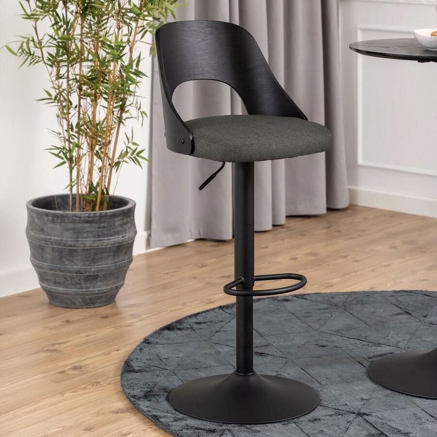 Sohome Draaibare Barkruk set van 2 'Brendan' kleur Donkergrijs (zithoogte 62-84cm)