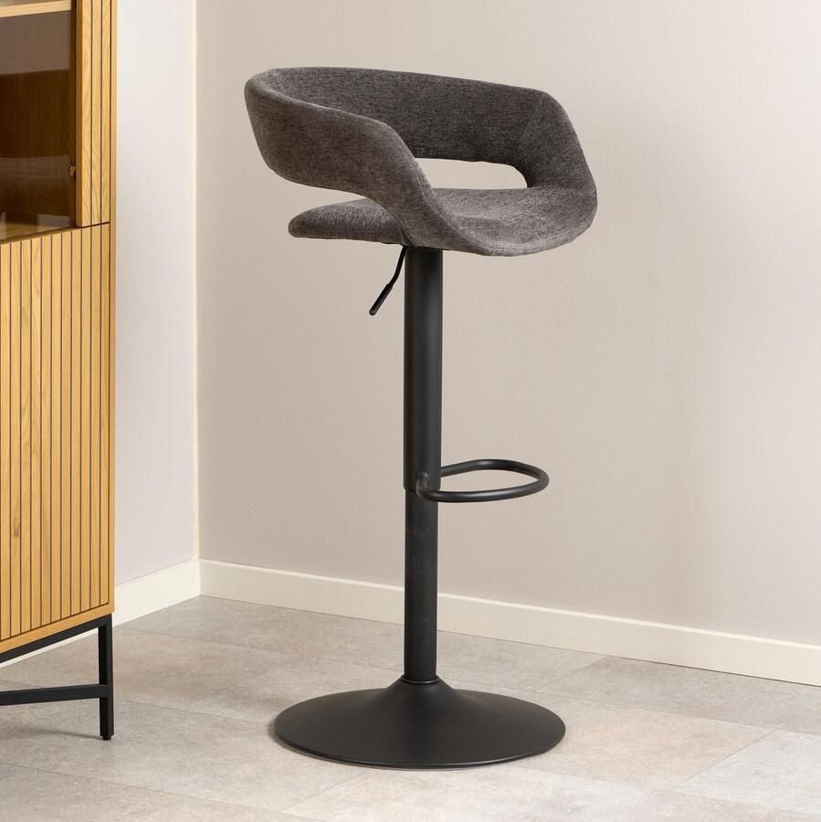 Sohome Draaibare Barkruk set van 2 Larell Chenille Donkergrijs zithoogte 59-80cm