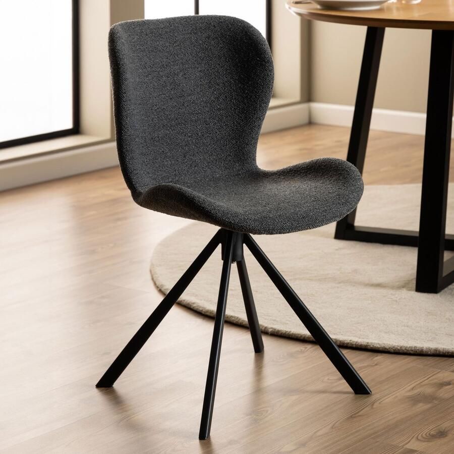 Sohome Draaibare Eetkamerstoel set van 2 Jasmaine Bouclé Antraciet