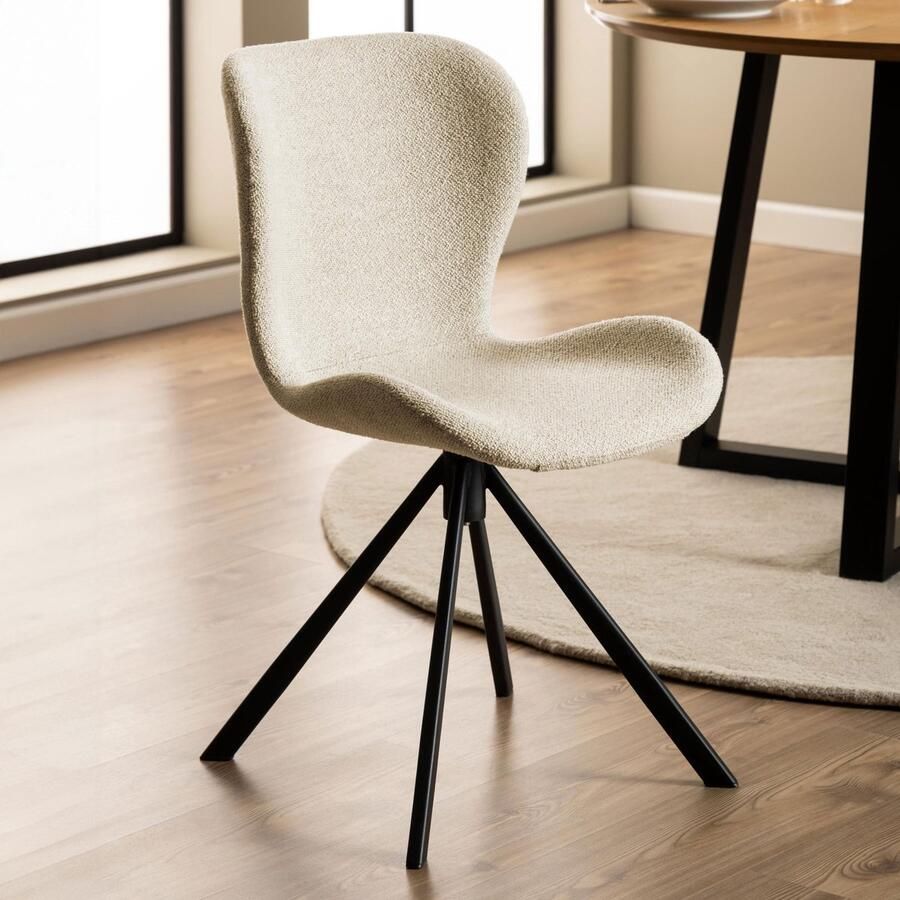 Sohome Draaibare Eetkamerstoel set van 2 Jasmaine Bouclé Crème