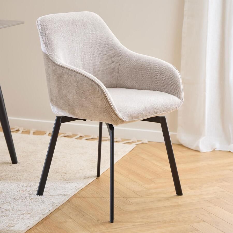 Sohome Draaibare Eetkamerstoel set van 2 Nainoa Chenille Beige