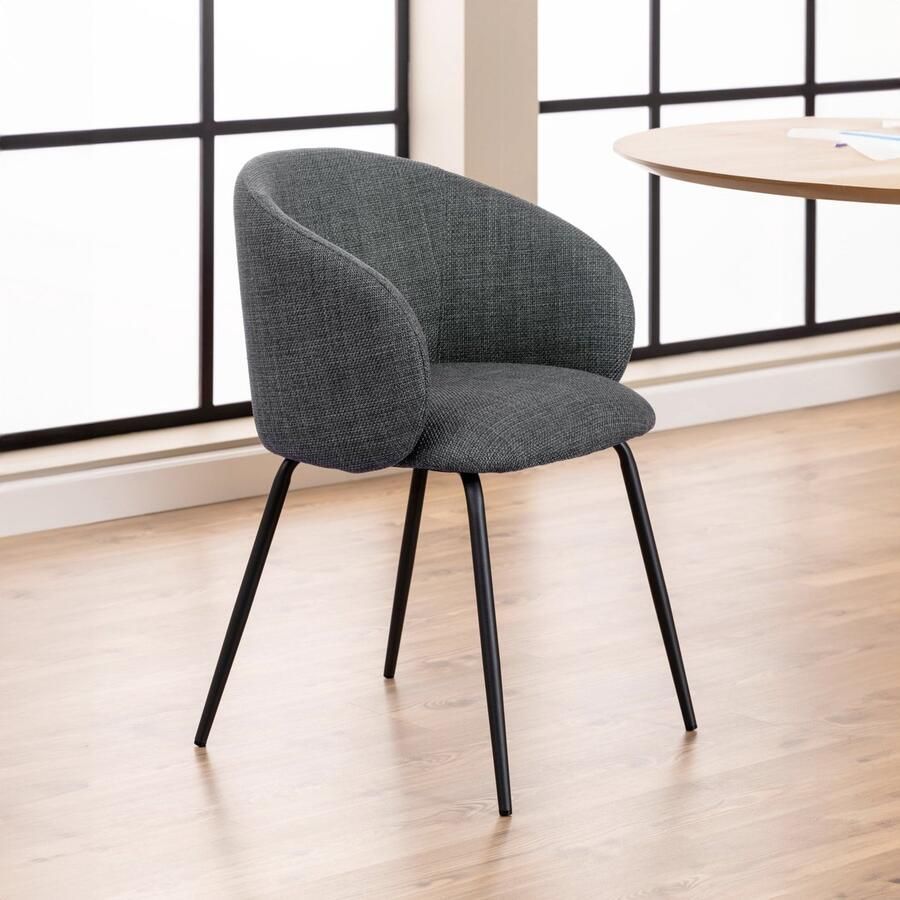 Sohome Eetkamerstoel set van 2 Jamarius stof Donkergrijs