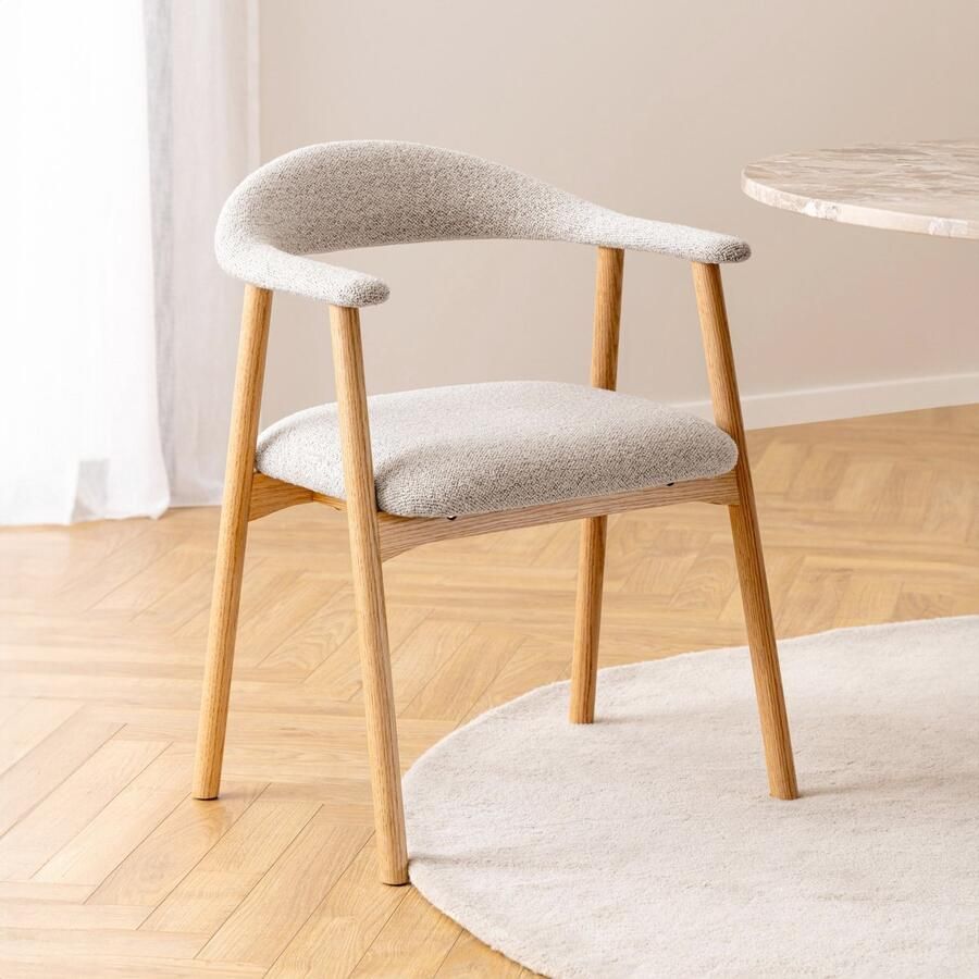 Sohome Eetkamerstoel set van 2 Karna Eikenhout en bouclé Beige