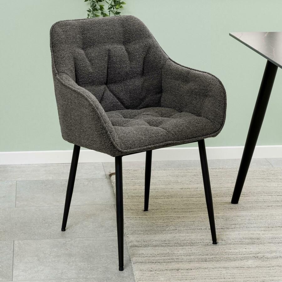 Sohome Eetkamerstoel set van 2 'Otto' Bouclé kleur Antraciet