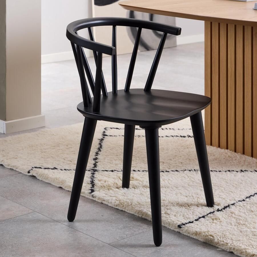 Sohome Eetkamerstoel set van 2 Steffen Rubberhout Zwart