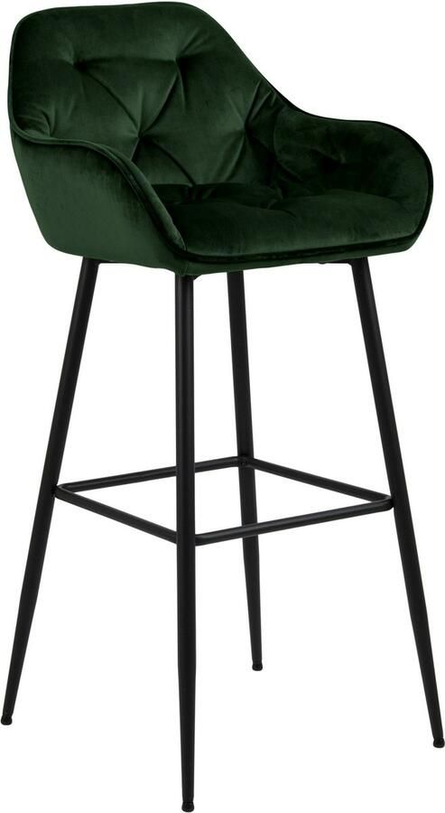 Sohome Barkruk set van 2 'Otto' Velvet kleur Forest Green (zithoogte 79cm)