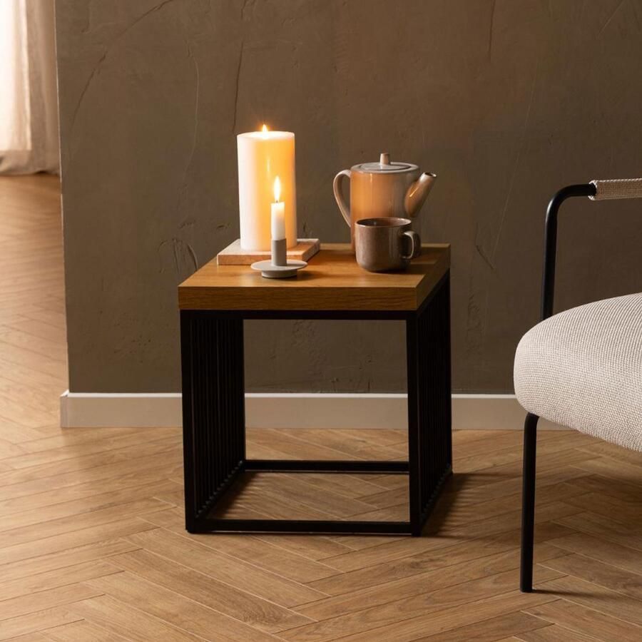 Sohome Bijzettafel Susane Eiken 40 x 40cm Naturel Vierkant