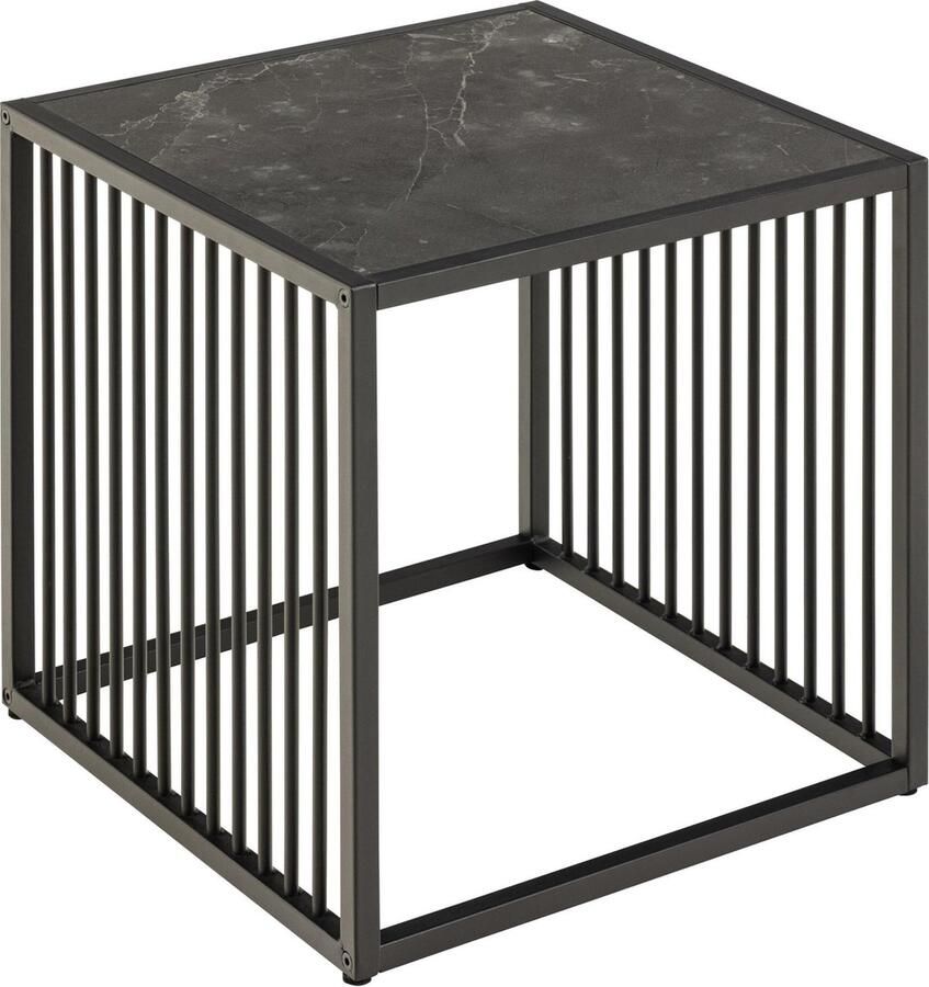 Sohome Bijzettafel Susane Marmerlook 40 x 40cm Zwart Vierkant