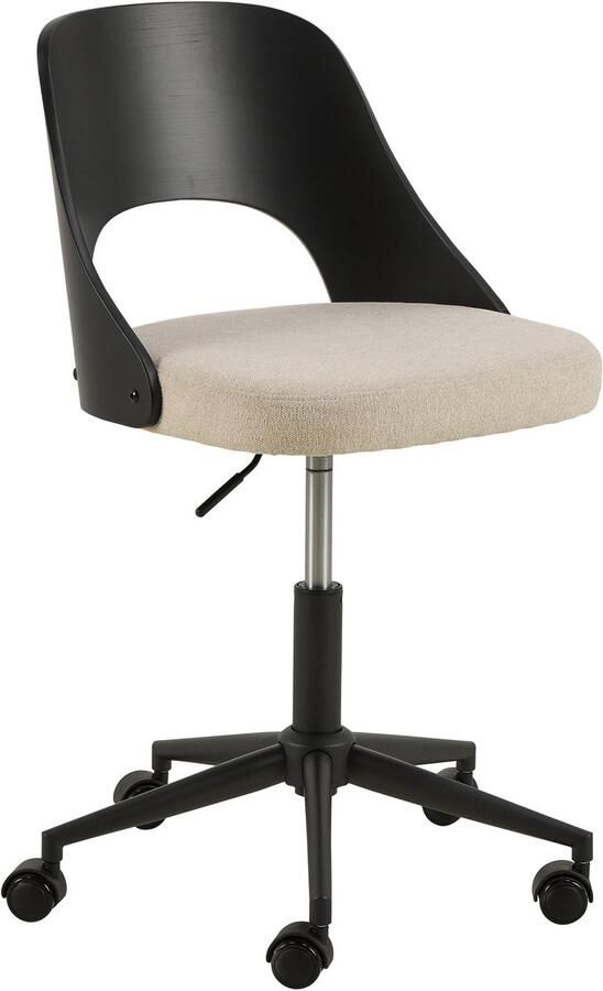 Sohome Bureaustoel Brendan Eiken en chenille Beige Zwart