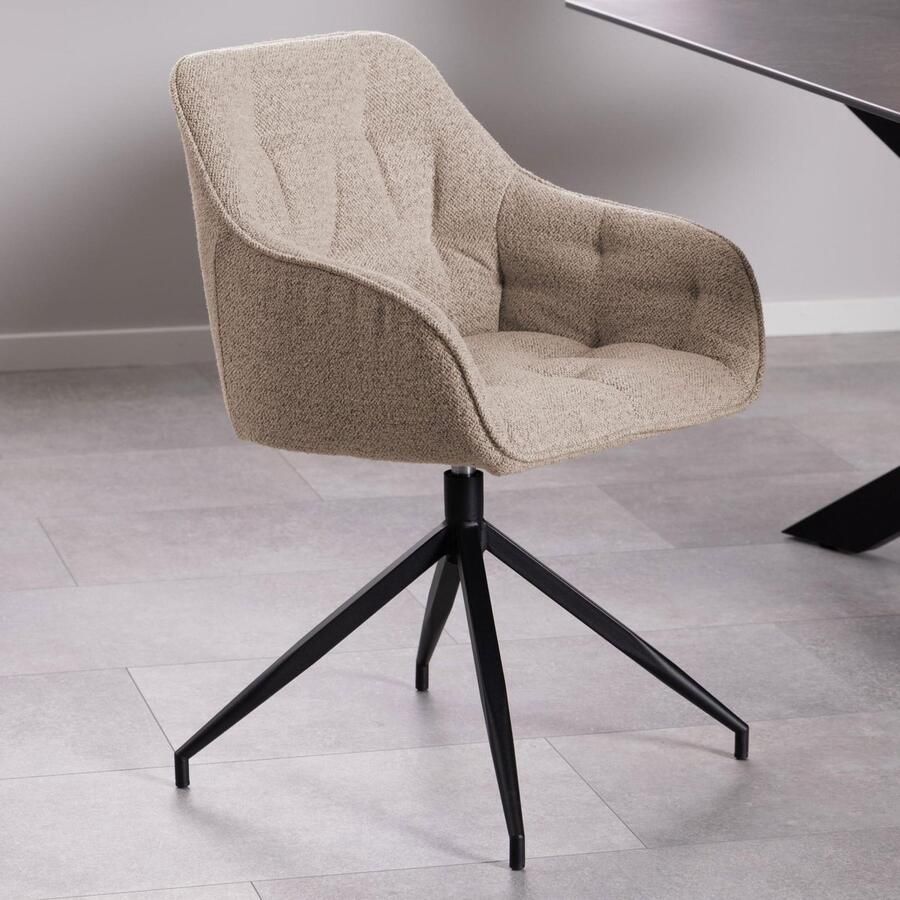 Sohome Draaibare Eetkamerstoel Loren Bouclé Beige