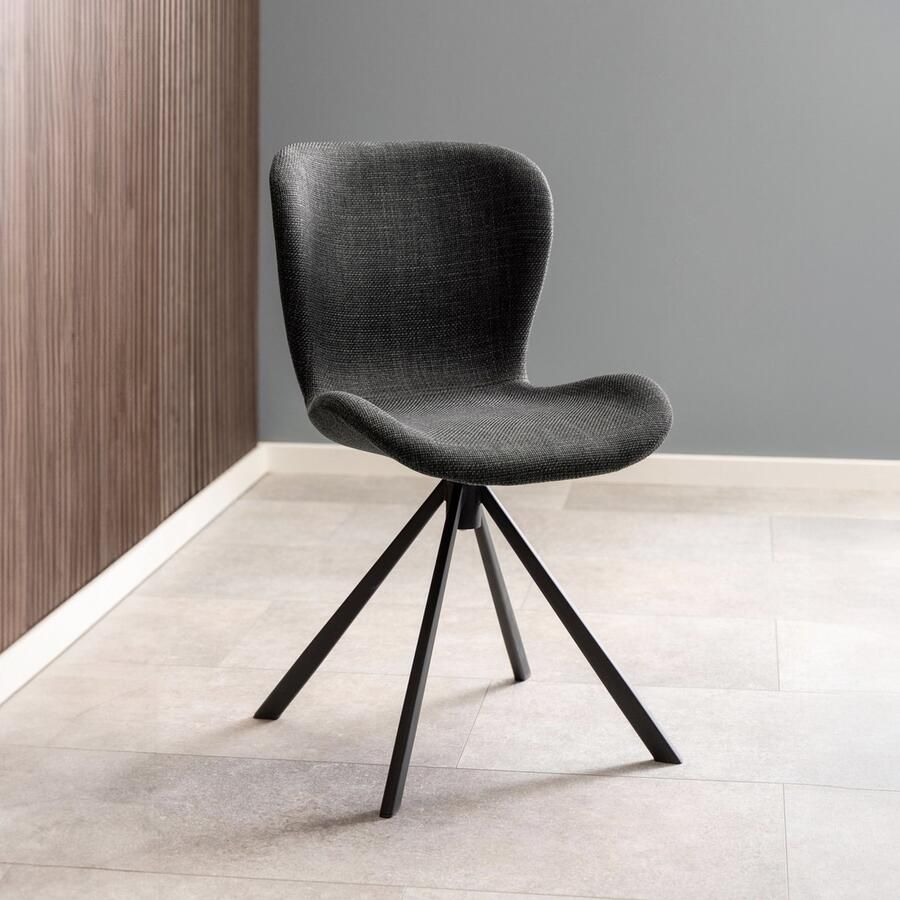 Sohome Draaibare Eetkamerstoel set van 2 Jasmaine Stof Donkergrijs