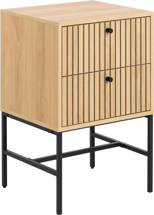 Sohome Nachtkastje Dashon Eikenlook Met 2 laden Naturel - Foto 2