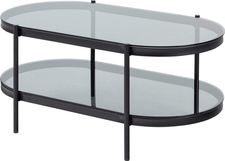 Sohome Ovale Glazen Salontafel 'Onelia' 95 x 50cm kleur Zwart