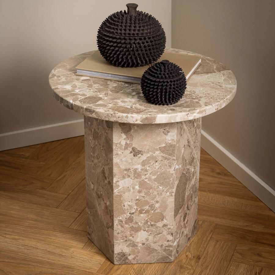 Sohome Ronde Bijzettafel Kesa Travertin 50cm Beige