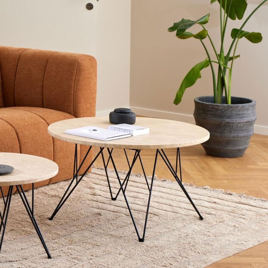 Sohome Ronde Salontafel Jemal Travertin 80cm