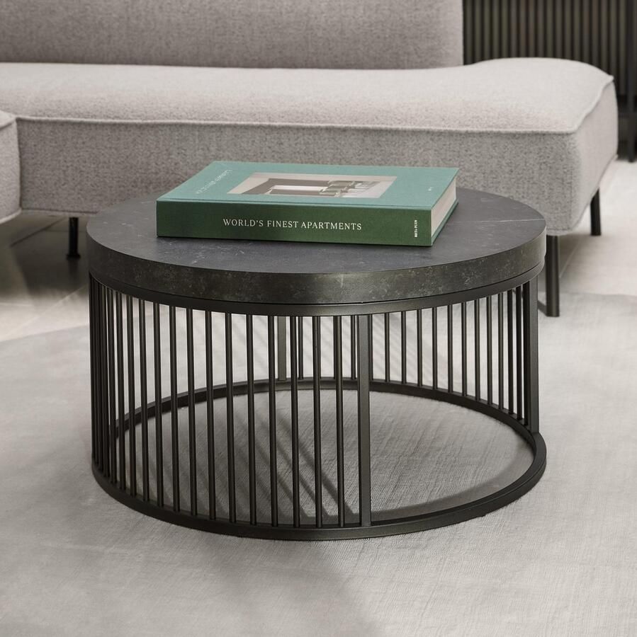 Sohome Ronde Salontafel Susane Marmerlook 65cm Zwart