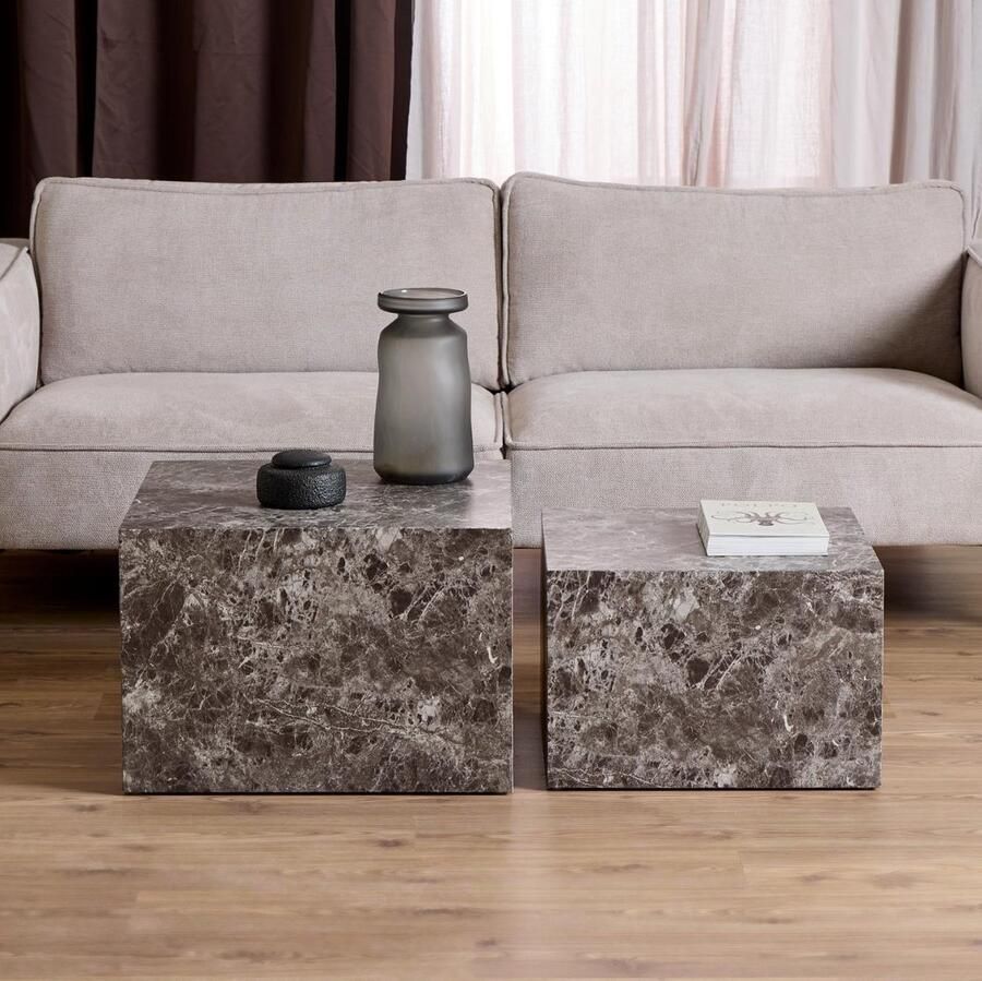 Sohome Salontafel Dinorah Marmerlook Set van 2 stuks