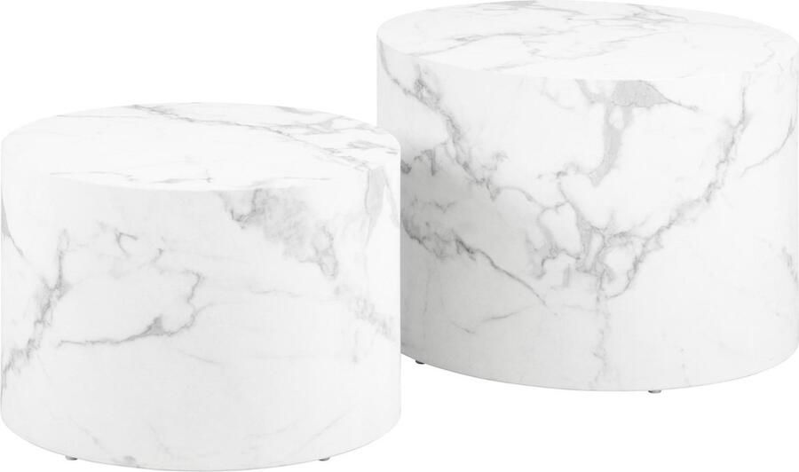 Sohome Salontafel Dinorah Marmerlook Set van 2 stuks Wit