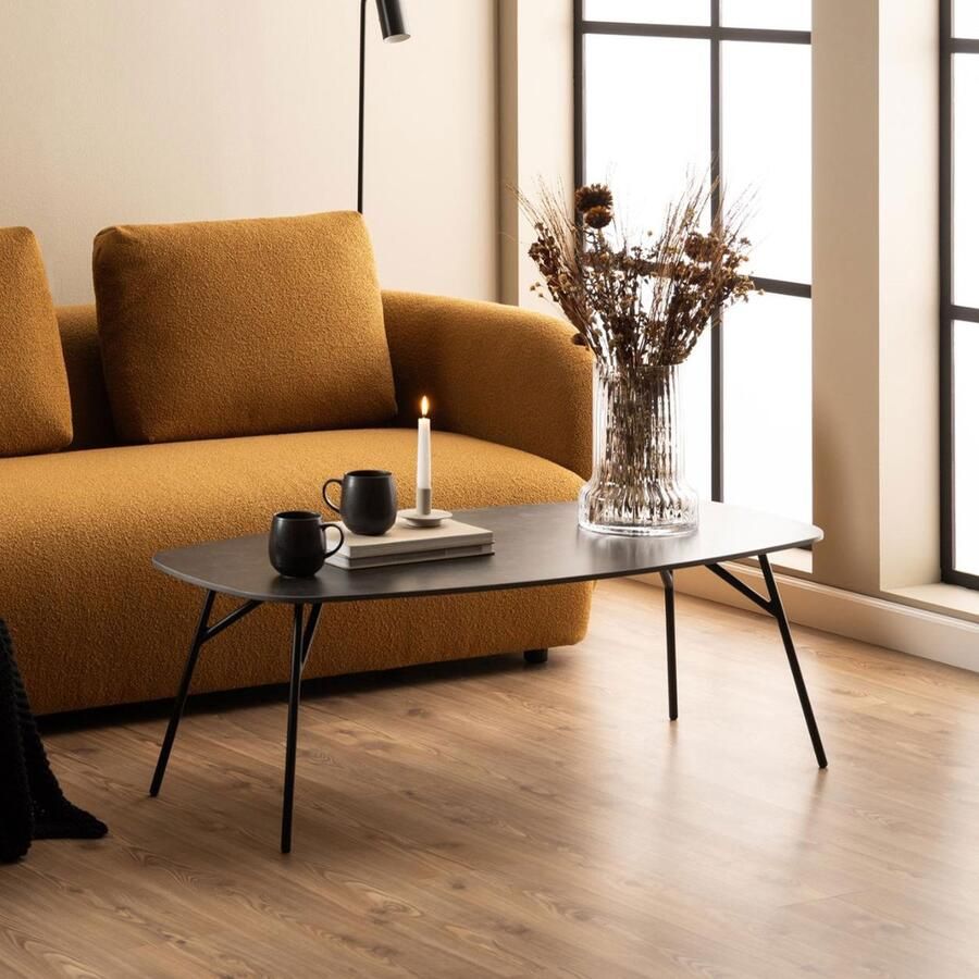 Sohome Salontafel Jacqulene Deens ovaal Keramiek 120 x 60cm Zwart