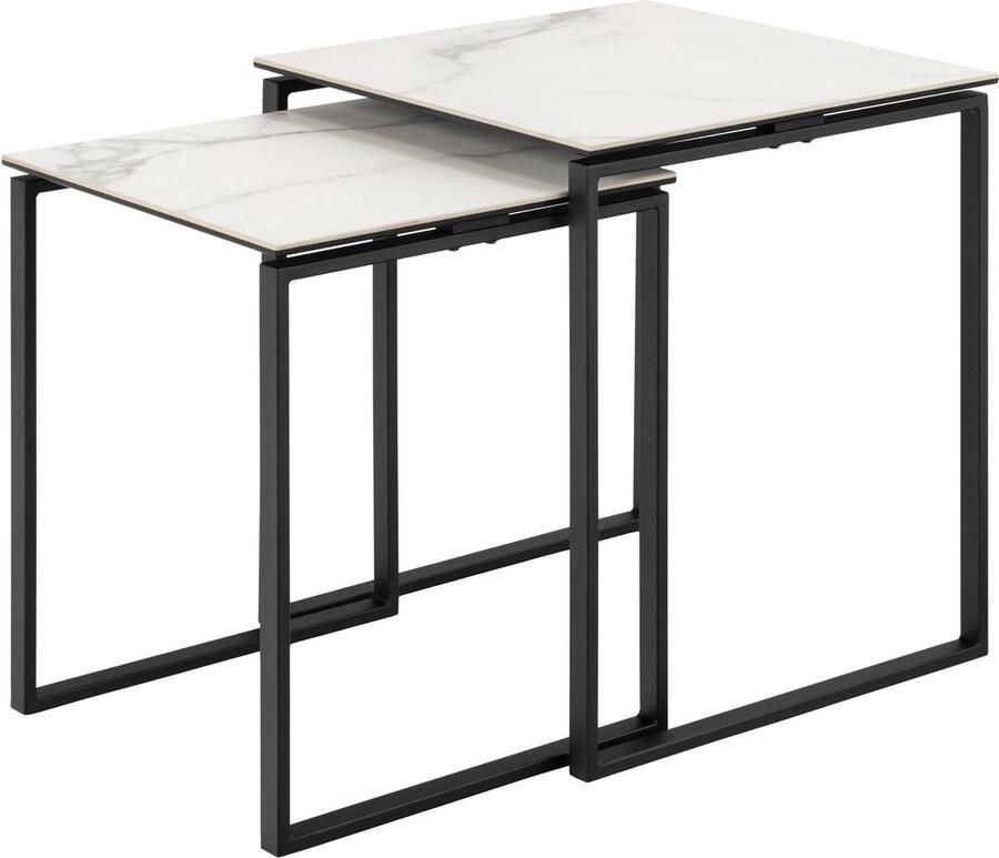 Sohome Salontafel Matalie Keramiek Set van 2 stuks Wit Vierkant