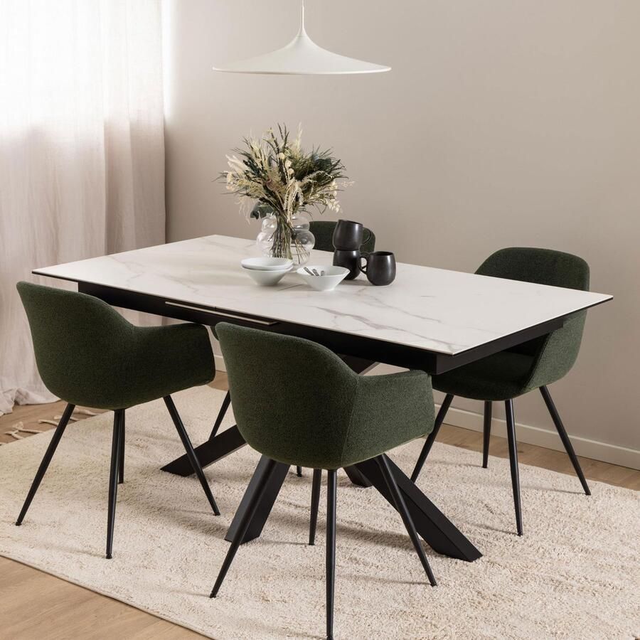 Sohome Uitschuifbare Eettafel Samona Keramiek 168 210 x 90cm Wit