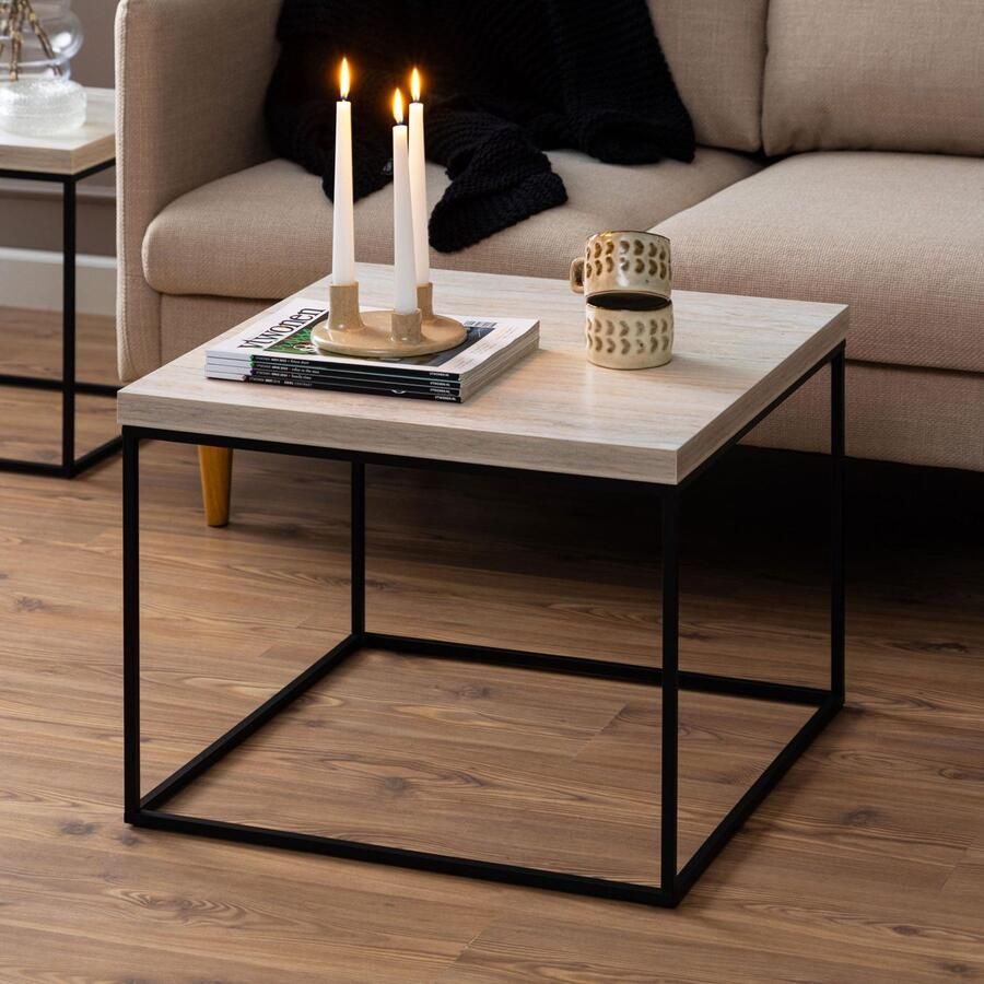 Sohome Vierkante Salontafel Maresa Travertine-look 60 x 60cm Beige