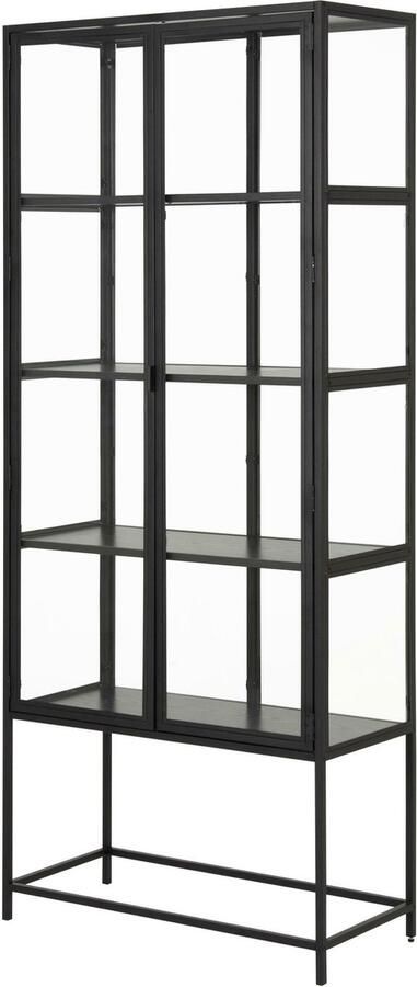 Sohome Vitrinekast 'Joannie' Essen en glas 186 x 77cm kleur Zwart