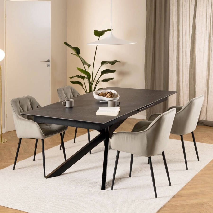 Sohome Uitschuifbare Eettafel Dominique Keramiek 200-240 x 100cm Zwart