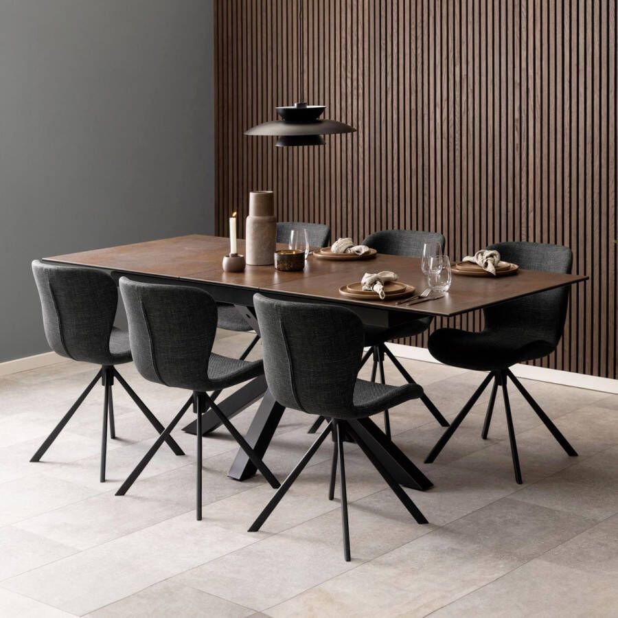 Sohome Uitschuifbare Eettafel Samona Keramiek 168-210 x 90cm Bruin