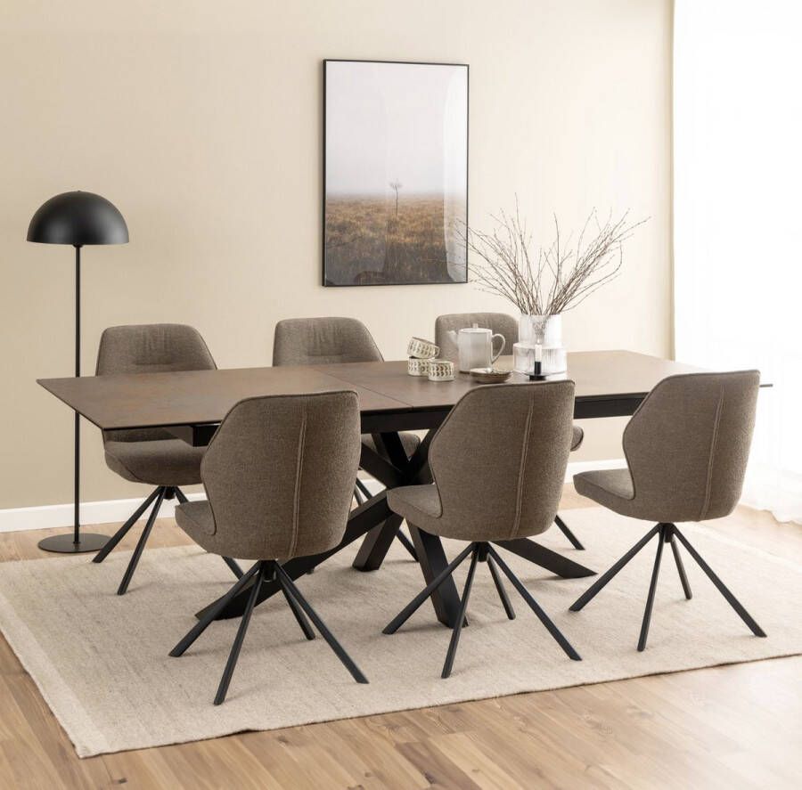 Sohome Uitschuifbare Eettafel Samona Keramiek 200-240 x 100cm Bruin