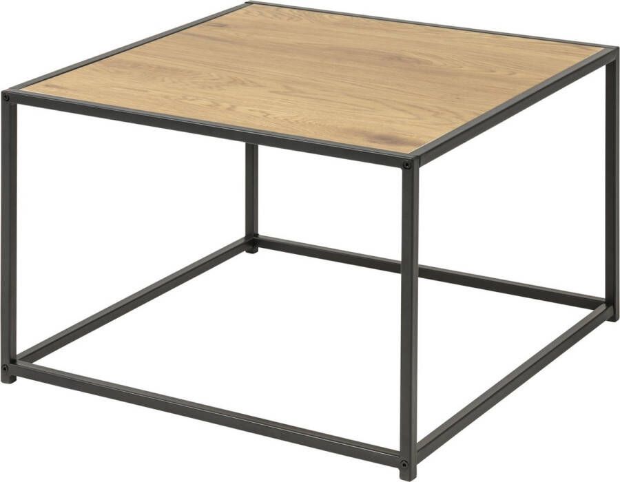 Sohome Vierkante Salontafel Joannie 60 x 60cm eikenlook zwart metaal