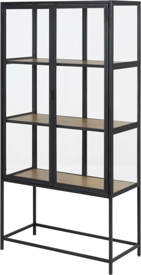 Sohome Vitrinekast 'Joannie' Eiken en glas 150 x 77cm kleur Naturel