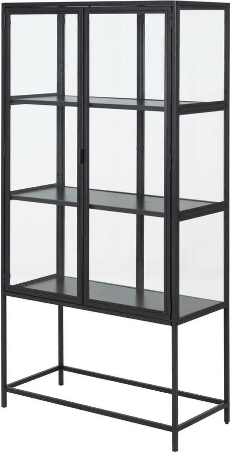 Sohome Vitrinekast 'Joannie' Essen en glas 150 x 77cm kleur Zwart
