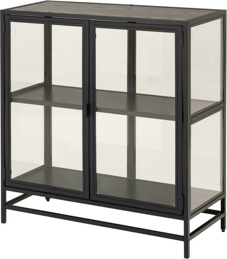 Sohome Vitrinekast 'Joannie' Essen en glas 86 x 77cm kleur Zwart