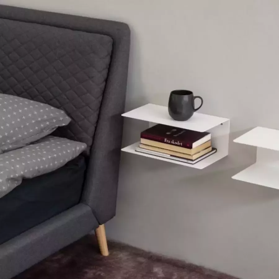 Bendt Wandplankje Nonny met dubbele plank 35cm metaal Wit