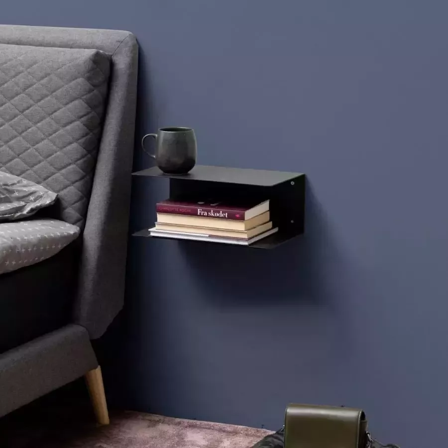 Sohome Wandplankje Myles met dubbele plank 35cm metaal Zwart