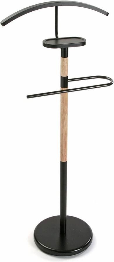 JERIX Dressboy Kledingstandaard Kledinghouder Metaal Hout Zwart 112 x 28 x 46 cm