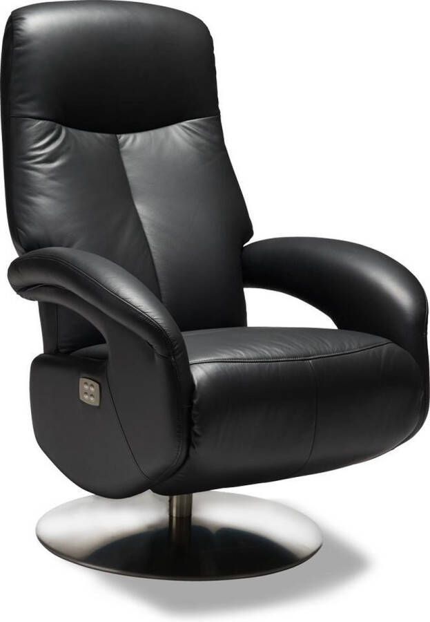 Hioshop Ball stoel luxe verstelbare relaxfauteuil met motor echt leder zwart.